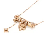 Round Cut Diamond Pendant Necklace Safety Pin Multi-Charm Style
