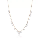 Pear Shape Lab Diamond Necklace | 18K Gold Lab Diamond Choker with 19-Bead Accents​