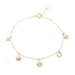 Round Cut Diamond Bracelet Celestial Star Moon Charm Style