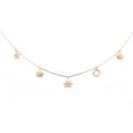 Round Cut Diamond Bracelet Celestial Star Moon Charm Style