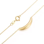 18K Yellow Gold Pendant Necklace Minimalist Curved Tube Bar Style