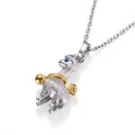 Round Cut Diamond Accent Pendant Necklace Alpaca Llama Charm Style
