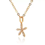 Round Cut Diamond Pendant Necklace Paved Starfish Charm Style