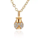 Round Cut Diamond Pendant Necklace Paved Ladybug Charm Style