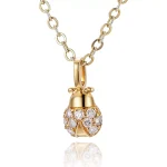 Round Cut Diamond Pendant Necklace Paved Ladybug Charm Style