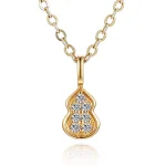 Round Cut Diamond Pendant Necklace Lucky Wulu Gourd Charm Style