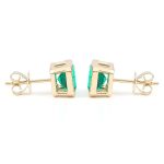Elegant Yellow Gold Asscher Cut Green Lab Gemstone Stud Earrings