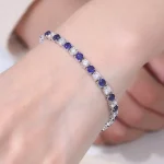 Round Cut Lab Gemstone Tennis Bracelet Classic Alternating Color