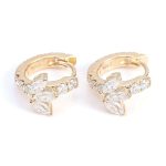 Leaf-Shaped Marquise Moissanite Hoop Earrings