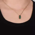 Elegant Double Pear Cut Lab Emerald Drop Pendant (Pendant Only)