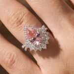 S925 Vintage 4.0Ct Pink Stone Halo Pear Cut Twist Engagement Ring In Sterling Silver