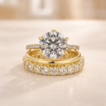 S925 4.0Ct Classic Round Cut Engagement Ring in Sterling Silver with Simple Wedding Band - Image 4