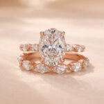 S925 2PC Wedding Ring Set 4.5Ct Oval Cut Engagement Ring With Marquise Cut Full Wedding Band - Image 10