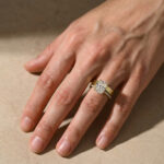 S925 Maxine Classic Moissanite 3.5 Ct Radiant Cut Yellow Gold Wedding Ring Set with Wide Wedding Band - Image 3