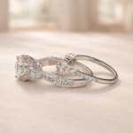 Moissanite 2.0Ct Round Cut Engagement Ring with 0.5Ct Round Wedding Band - Image 5