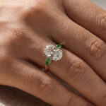 S925 Vintage Two-Tone Oval Cut Three Stone Engagement Ring In Sterling Silver