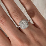 S925 Elegant Halo Cushion Cut Engagement Ring In Sterling Silver