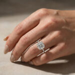 S925 Moissanite 3.5Ct Cushion Cut Hidden Halo Engagement Ring in Sterling Silver - Image 2