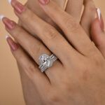 S925 Maxine Exclusive Halo Oval Cut 3PC Wedding Set - Image 2