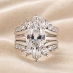 S925 4.0Ct Wedding Set Marquise Cut Hidden Halo Engagement Ring With Maxine Fashion Round Cut Jacket Wedding Band - Image 7