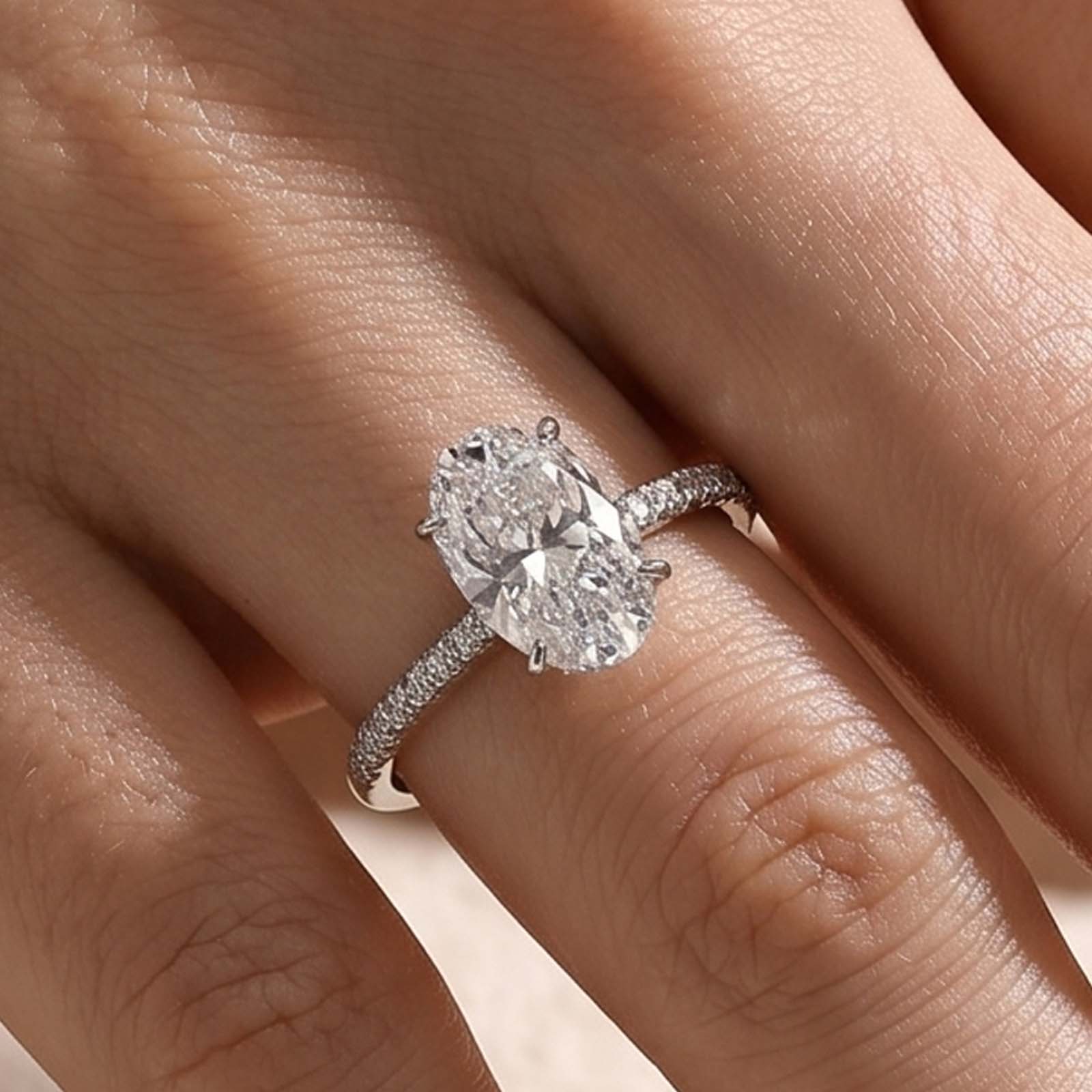 1-1-16 S925 Maxine Attractive 2.5 Carat Oval Cut Engagement Ring in Sterling Silver - Image 1