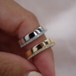 S925 Fashion Yellow Gold Round Cut Wedding Band In Sterling Silver
