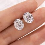 S925 Moissanite Classic 3.0Ct*2 Oval Cut Stud Earrings In Sterling Silver