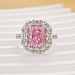 S925 Vintage 4.0Ct Halo Pink Cushion Cut Engagement Ring In Sterling Silver For Women - Image 3