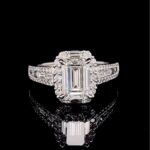 S925 Luxurious Halo Emerald Cut Engagement Ring In Sterling Silver - Image 3