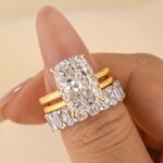 S925 3PC Wedding Sets Cushion Cut 9.0Ct Hidden Halo Solitaire Engagement Ring Full Eternity Wedding Bands - Image 3