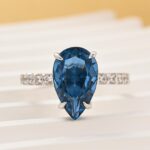 S925 Unique Pear Cut Blue Sapphire Engagement Ring In Sterling Silver - Image 4