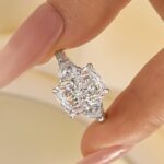 S925 Luxurious Radiant Cut & Heart Cut Three Stone Engagement Ring In Sterling Silver
