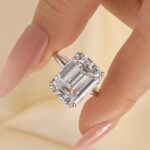 S925 Luxurious 11.5 Carat Big Emerald Cut Engagement Ring In Sterling Silver