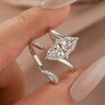 S925 2PC Unique 3.0Ct Marquise Cut Insert Wedding Ring Set For Women In Sterling Silver - Image 3