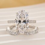 S925 5.0Ct Oval Cut Engagement Ring With Classic Open Wedding Band - Image 3