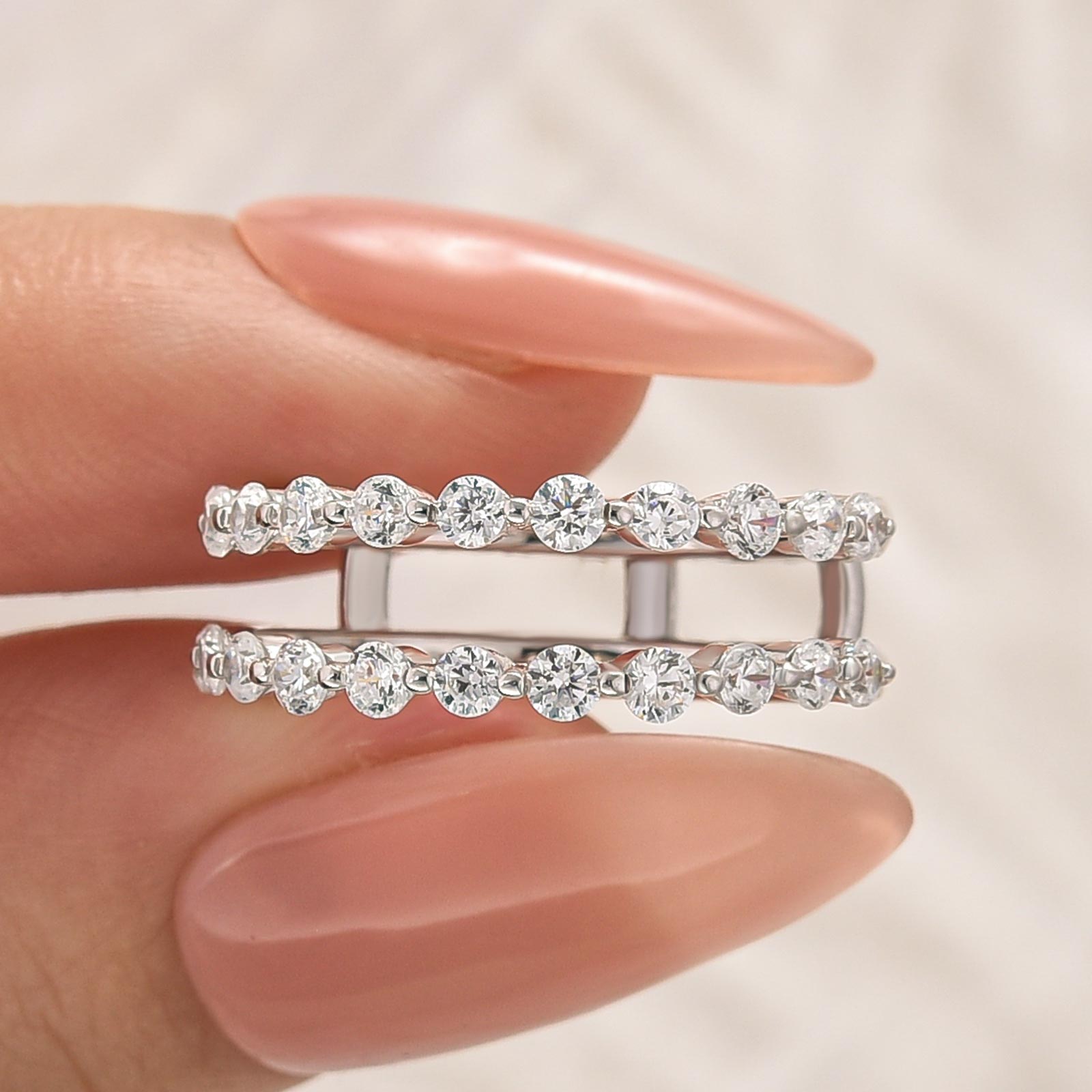 1-249 S925 Classic 0.77Ct Insert Wedding Band Engagement Ring Enhancer - Image 1