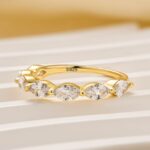 S925  Elegant Marquise Cut Half Wedding Band In Sterling Silver - Image 9