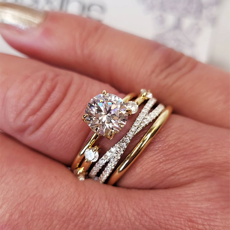 1-273 S925 4PC 2.0Ct Round Cut Classic Wedding Ring Travel Ring In Sterling Silver - Image 1