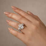 S925 2PC 5.0Ct Oval Cut Engagement Ring with Enhancer Pear Cut Wedding Band - Image 2