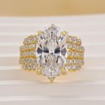 S925 5.0Ct Oval Cut Vintage Wedding Ring Set With Enhancer Wedding Band - Image 7