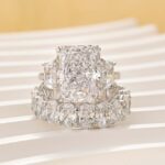 S925 Luxurious 9.0Ct Three Stone Radiant Cut Wedding Set In Sterling Silver - Image 7