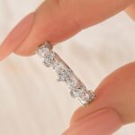 S925 Round Cut & Marquise Cut White Gold Wedding Band For Woman