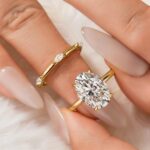 S925 Moissanite 5.5Ct Solitaire Oval Cut Engagement Ring with Marquise Cut Wedding Band