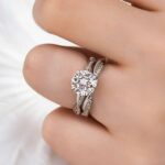 S925 Maxine Moissanite Twist 2.0 Carat Round Cut Wedding Ring Set In Sterling Silver