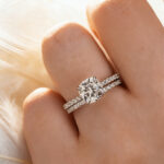 S925 Moissanite 2.0 Ct Square Cushion Wedding Ring Set With Half Halo Wedding Band