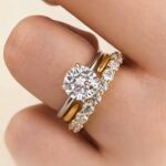 S925 Moissanite 2.0 Ct Solitaire Round Cut Two-Tone Open Wedding Ring Set