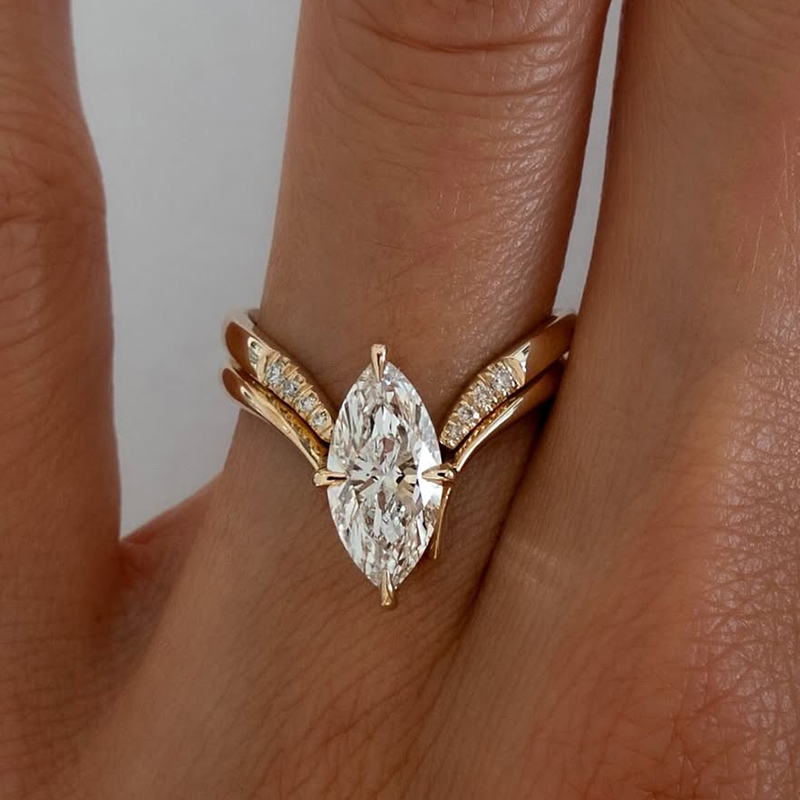1-31 S925 Unique 3.0Ct Marquise Cut Insert Wedding Ring Set For Women in Sterling Silver - Image 1