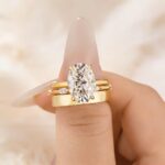 S925 Moissanite 3PC 5.5Ct Oval Cut Yellow Gold Wedding Ring Set For Women
