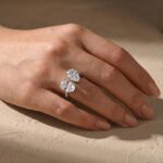 S925 Unique Double Stones Design Oval Cut & Pear Cut Engagement Ring - Image 3