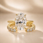 S925 4.5Ct Oval Cut Solitaire Engagement Ring in Sterling Silver with Open Round Cut Eternity Wedding Band - Image 4